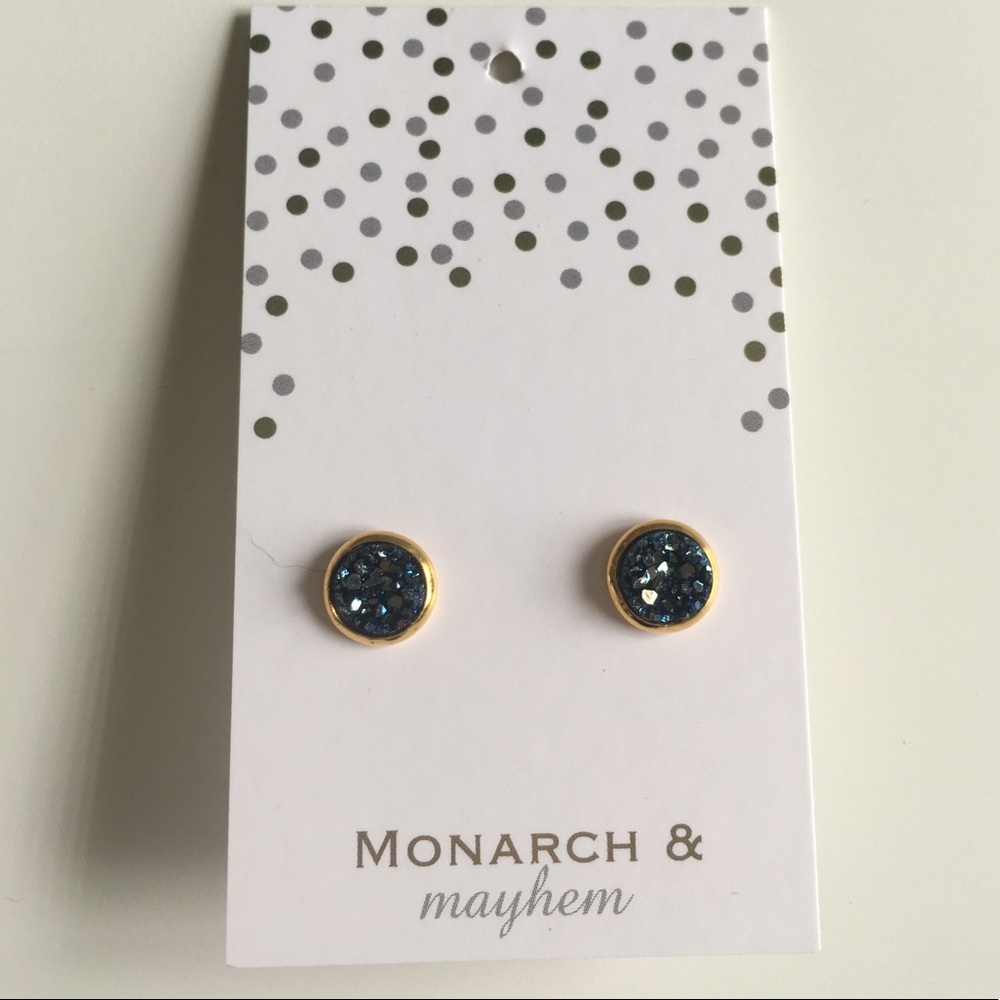 Handmade Earrings blue druzy